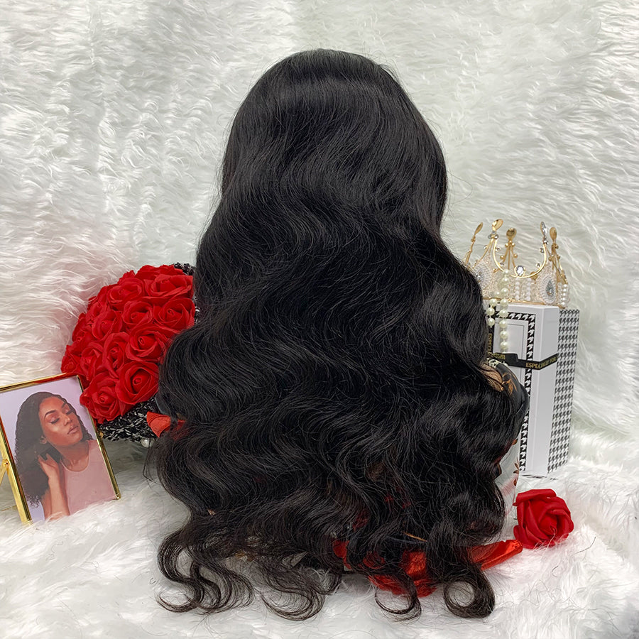 Kinky Jerry Curl Full Lace Wig Water Body Wave Front Wig 13x6 With Transparent Lace