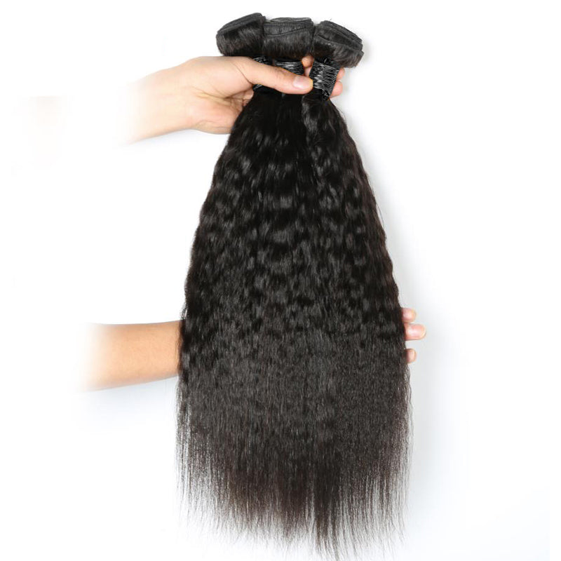 4 Bundles #natural kinky straight Hair With 13x4 Lace Closure Hair