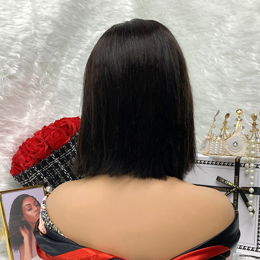 natural black 4x4 Straight Lace Closure Bob Wig