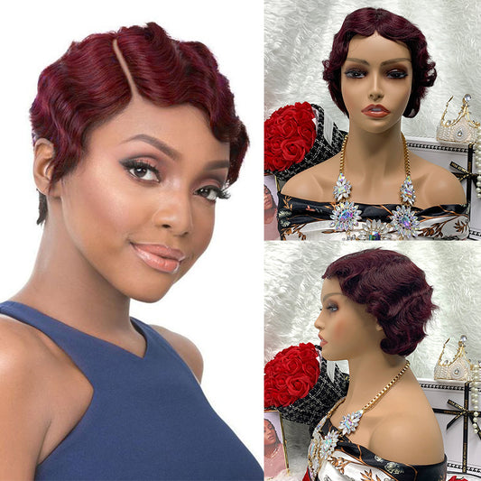 99J Machine Made Finger Wave Pixie Wigs