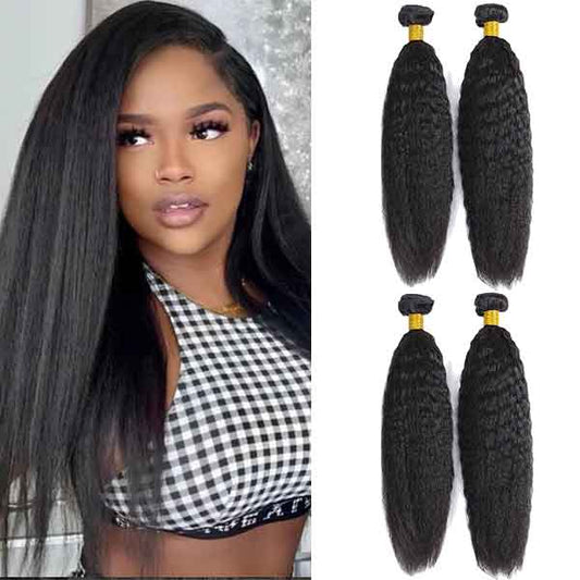 4 Bundles 10A natural kinky straight Raw Hair Extension Bundle