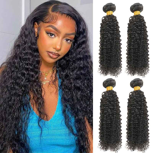 4 Bundles 10A natural kinky cruly Raw Hair Extension Bundle