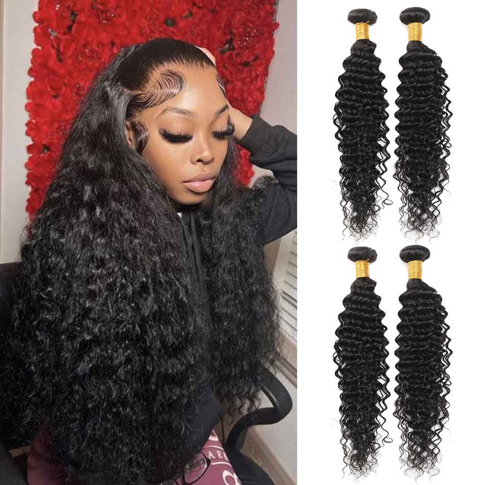 4 Bundles 10A natural deep wave Raw Hair Extension Bundle