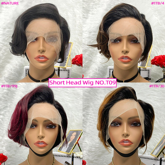 customized 13x1 Lace Frontal Wig Short Curly Human Hair Wig For Ladies