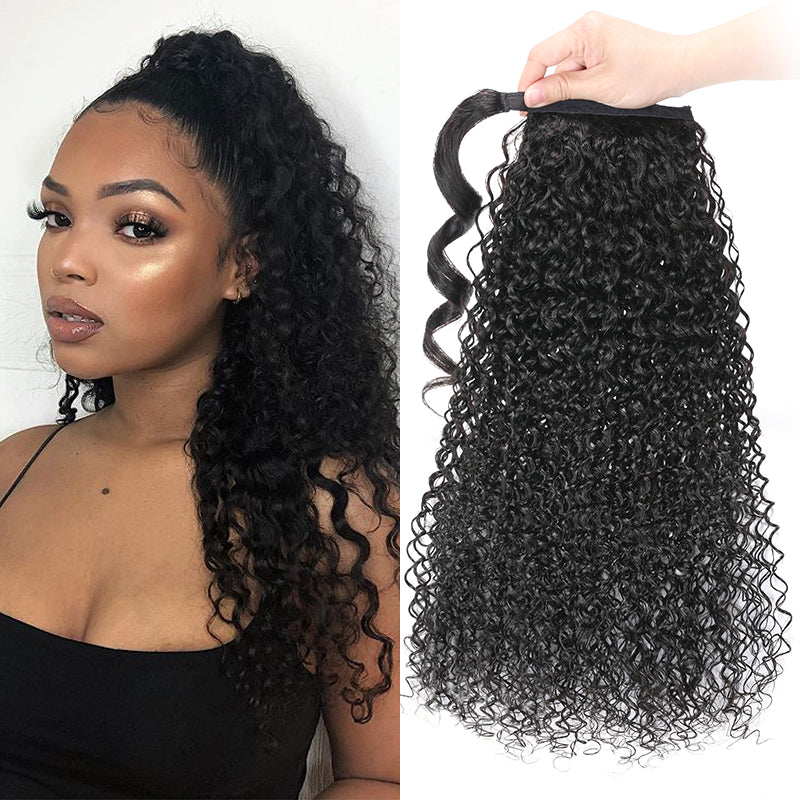 Unprocessed Hair Ponytail Body Water Deep Wave Ponytail Hair Extensions Kinky Straight Jerry Curly