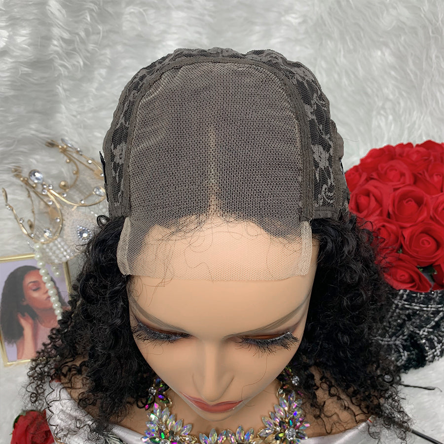 4x4 Jerry cruly Transparent Lace Front Wigs 100% Virgin Jerry Curly Lace Wigs