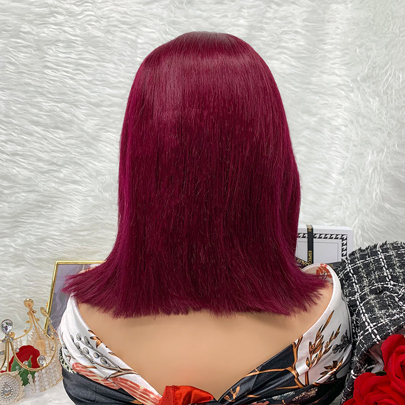 13*4 Raw Human Hair Wigs Women 99J Remy Straight Human Hair Wigs