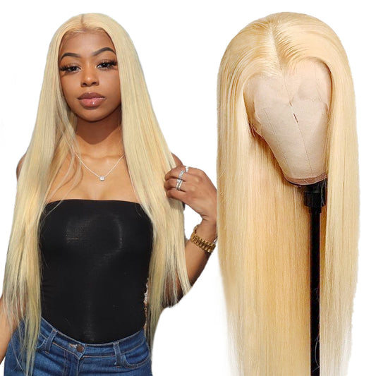 613 13*4 straight Blonde 100% Virgin Clear Lace Frontal Wig