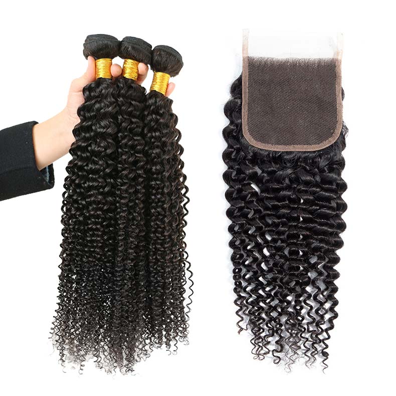 4*4 natrue kinky curly Transparent Lace Closure