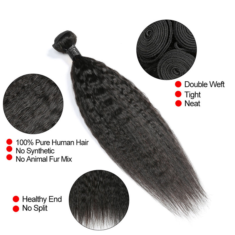 4 Bundles 8A natural kinky straight Raw Hair Extension Bundle