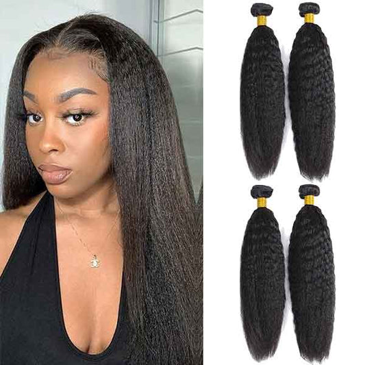 4 Bundles 12A natural kinky straight Raw Hair Extension Bundle