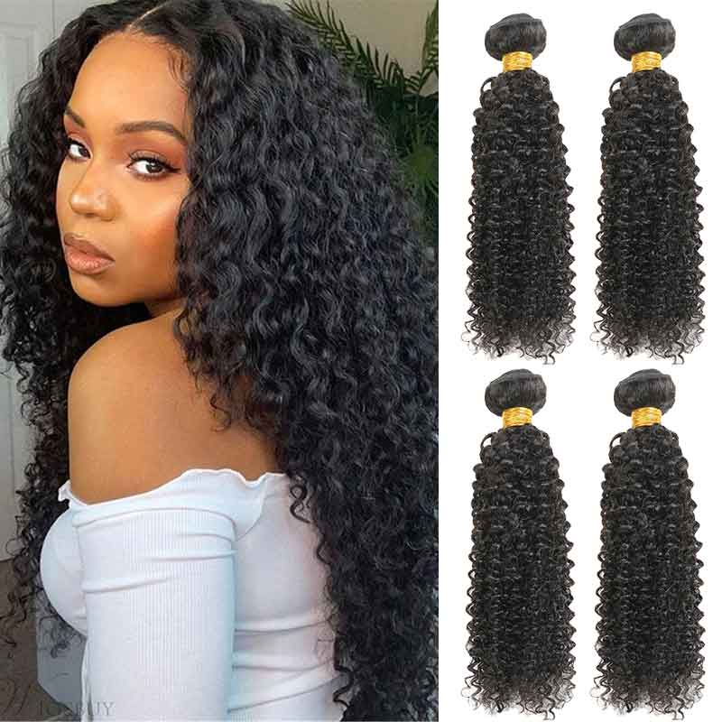 4 Bundles 12A natural kinky cruly Raw Hair Extension Bundle