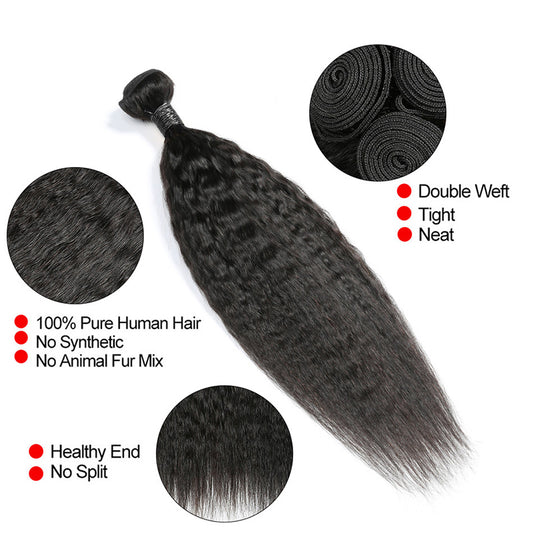 3 Bundles 10A natural kinky straight Raw Hair Extension Bundle