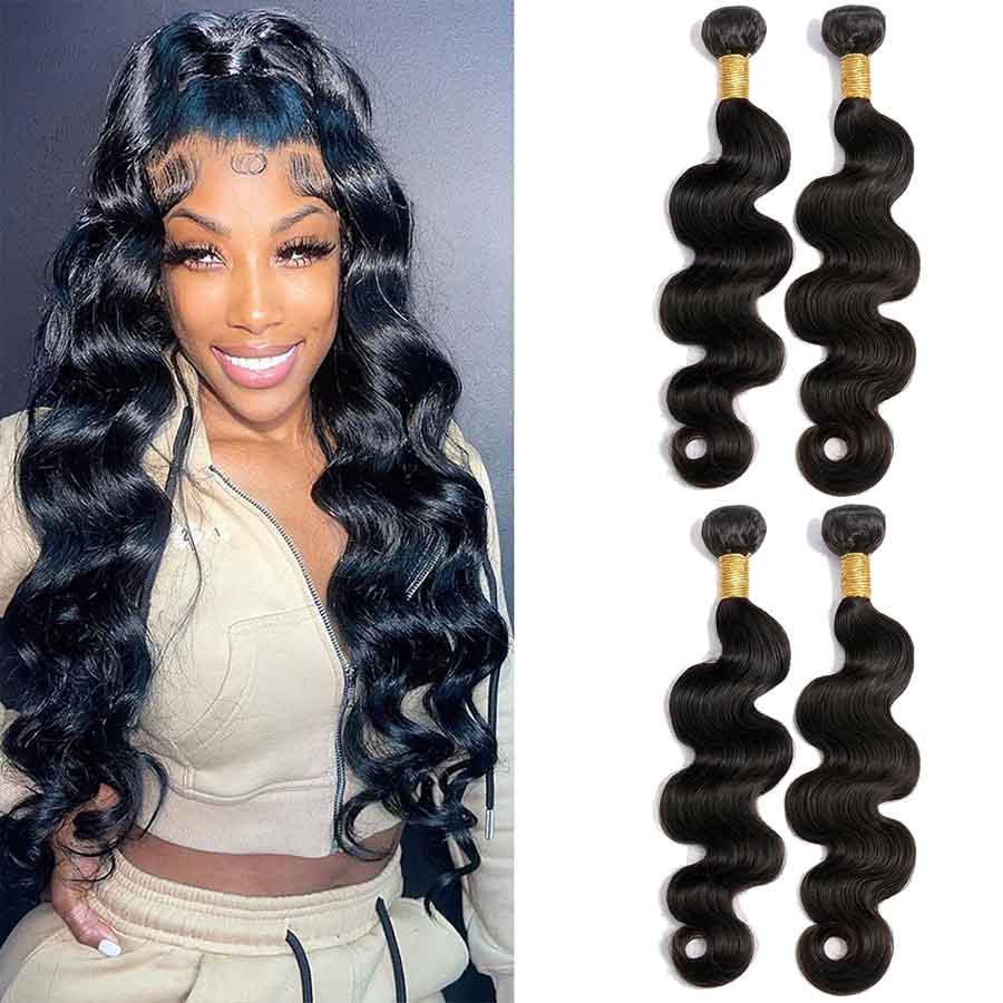 4 Bundles 12A natural body wave Raw Hair Extension Bundle