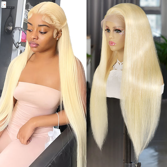 13*4 613 Blonde Straight Transparent Lace Front Wig