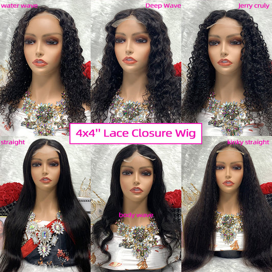 4x4 Transparent Lace Front Wigs 100% Virgin Jerry Curly Lace Wigs