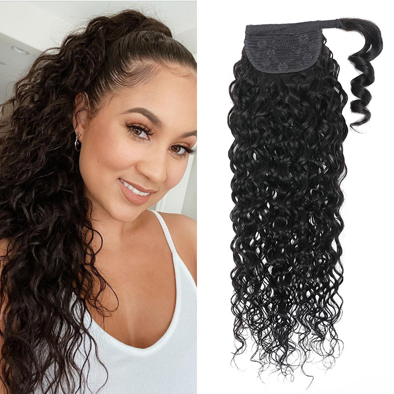 Unprocessed Hair Ponytail Body Water Deep Wave Ponytail Hair Extensions Kinky Straight Jerry Curly