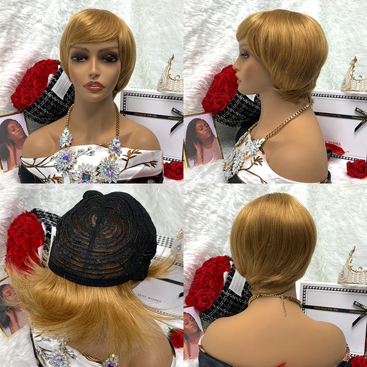 human hair full head set gradual change full mechanism human hair wig head cover