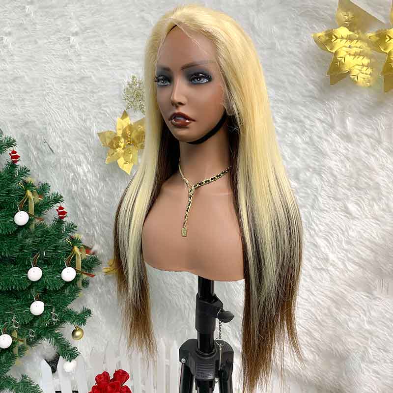 13X4 #613+#2 straight HD Lace Frontal Wig 100% virgin human wig