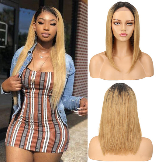 13x6 straight 1B-27 Lace Frontal Wig 100% Human Hair Virgin Hair