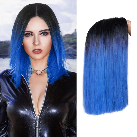 BLUE Bob Wigs 4x4 100% Virgin Wigs Human Hair Lace Front Wig