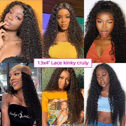 13*4  kinky cruly  Lace Frontal Wigs 100% Virgin Human Hair