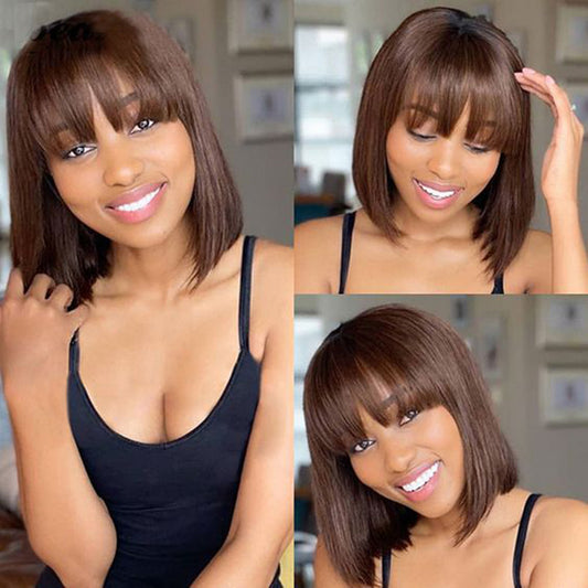 #2 Machine Made Color Wigs Human No Lace Cuticle Aligned Hair Bob Wig