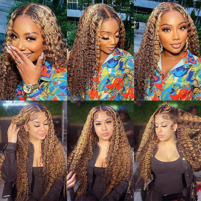 13x4 water wave Brazilian Curly Full Lace Human Hair Wig