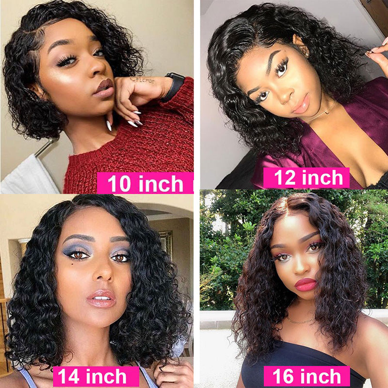 4x4 Lace water wave NATRUE Closure  Bob Wigs