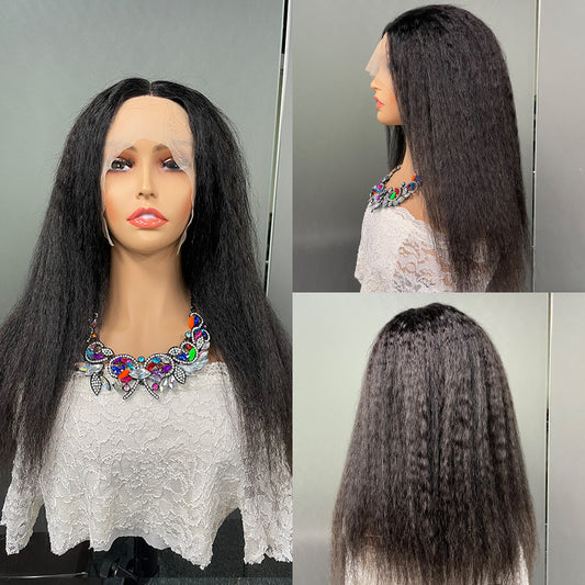 100% Human 13 x 1 Kinlcg Straight Lace Frontal  wig head cover