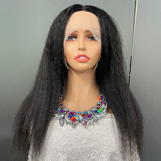 100% Human 13 x 1 Kinlcg Straight Lace Frontal  wig head cover