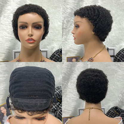 nature No Lace Machine Made Pixie Afro Kinky Wig