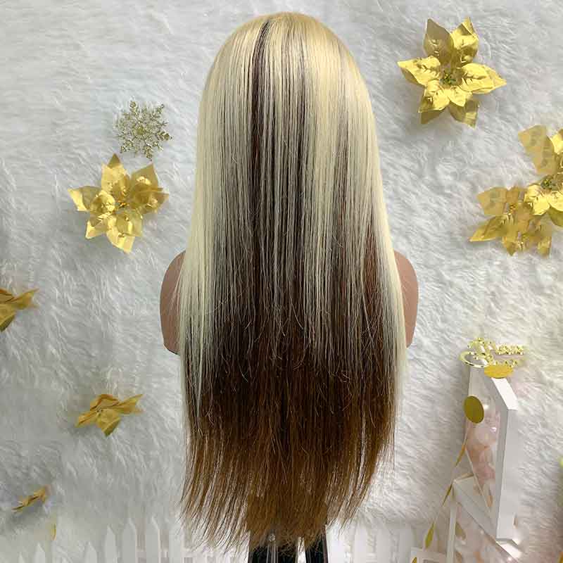 13X4 #613+#2 straight HD Lace Frontal Wig 100% virgin human wig