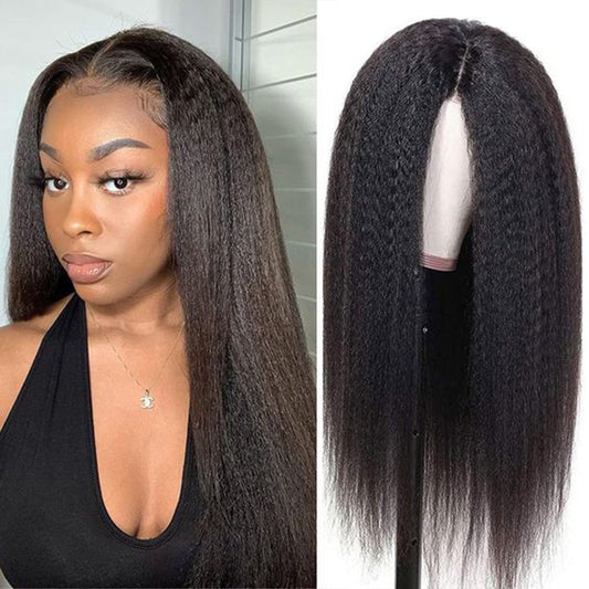 13*4  NATURE kinky straight Lace Front  Wigs 100% Virgin Human Hair