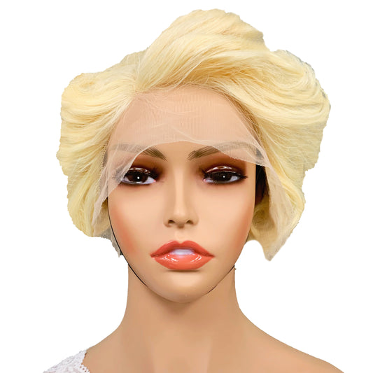 yellow dream out pixie cut wig head cover