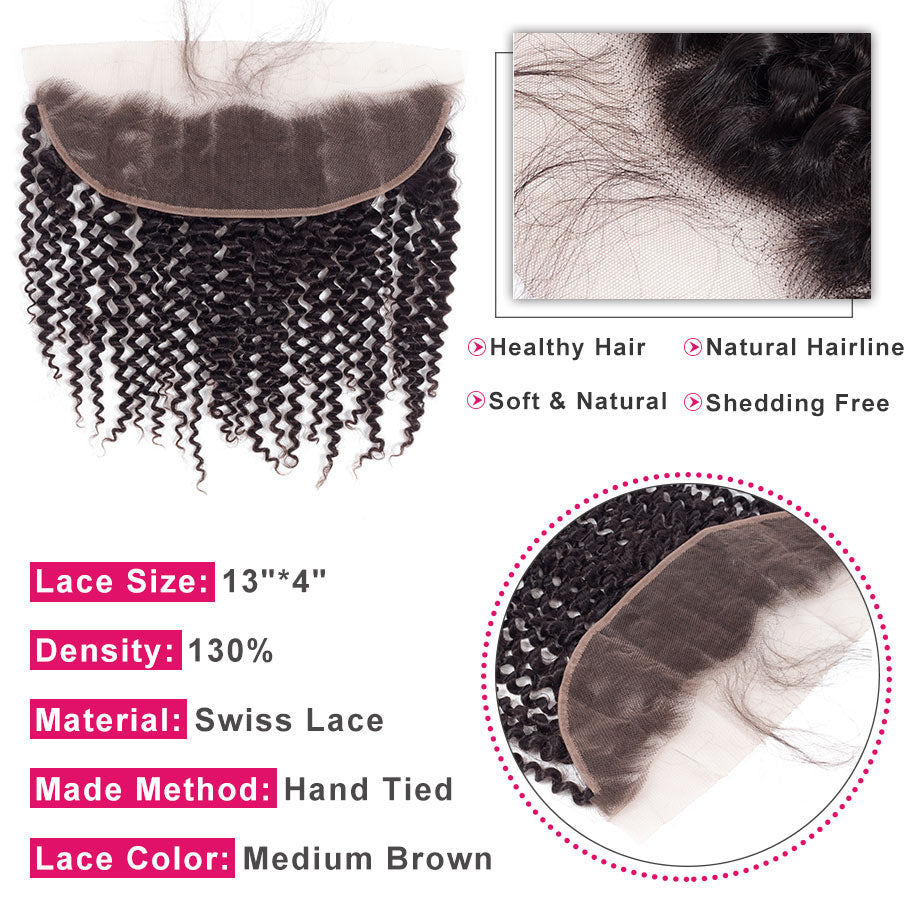 13*4 natrue kinky curly Transparent Lace Closure