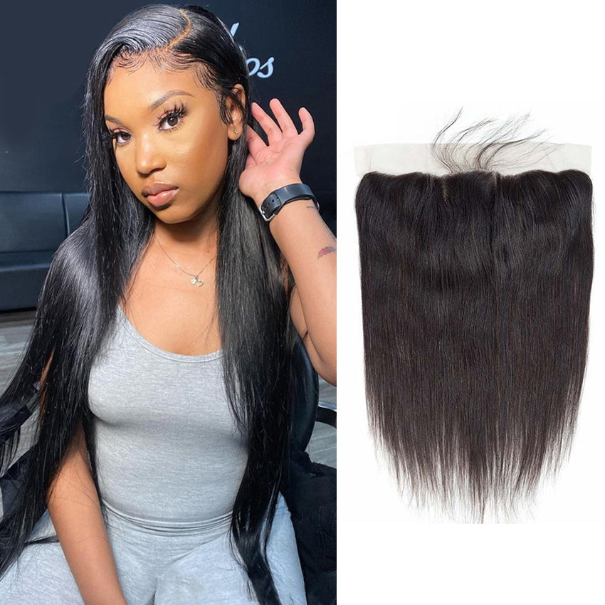 100% Virgin 13*4 Straight Lace Humana Front Body Wave Malaysian Lace Frontal Invisible Transparent