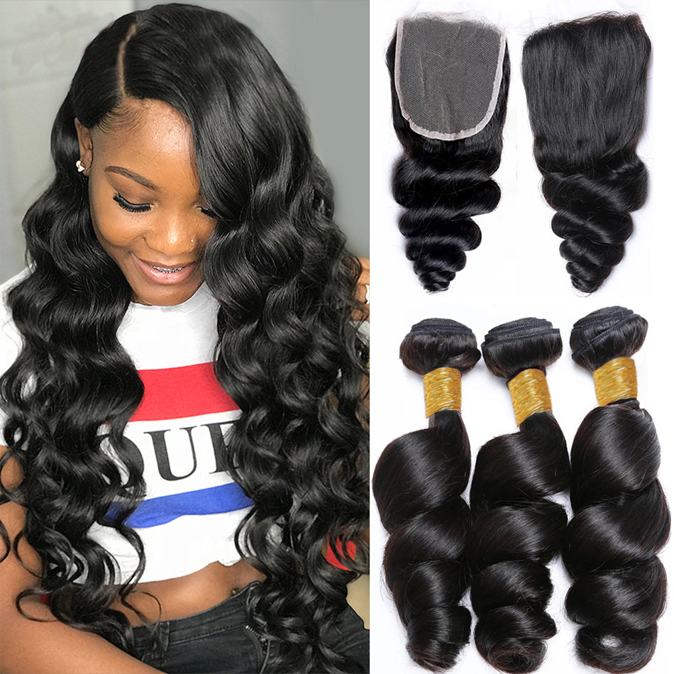 4*4 natrue loose wave Transparent Lace Closure