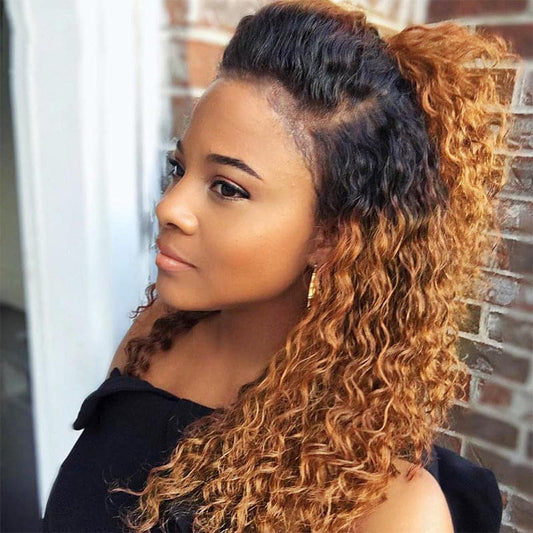 13*4  1B-30 kinky cruly Lace Front  Wigs 100% Virgin Human Hair
