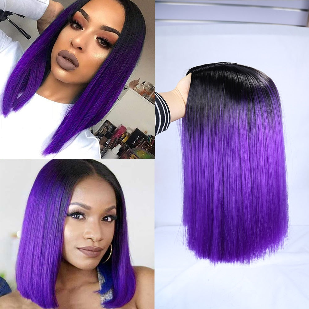 purple Bob Wigs 4x4 100% Virgin Wigs Human Hair Lace Front Wig