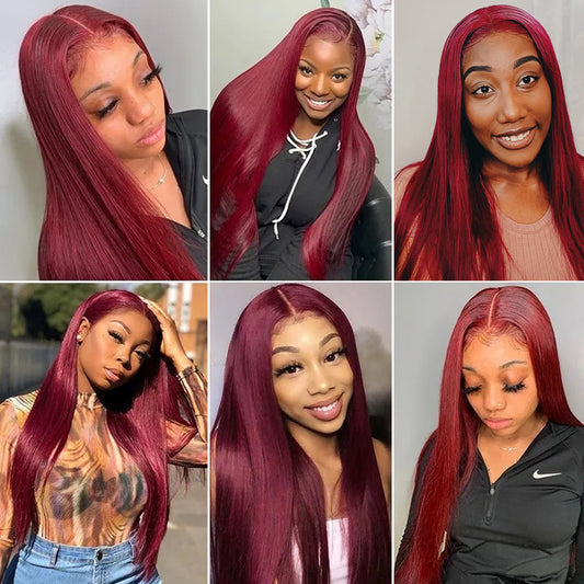 13*4 straight 99J Lace Front  Wigs 100% Virgin Human Hair