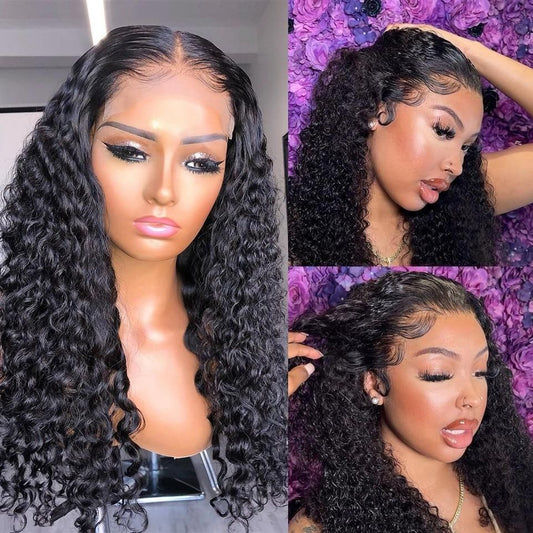 13x6 NATURE water wave Lace Frontal Wig 100% Human Hair Virgin Hair