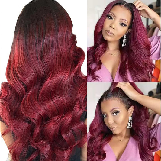 13x6 body wave 1B-99J Lace Frontal Wig 100% Human Hair Virgin Hair