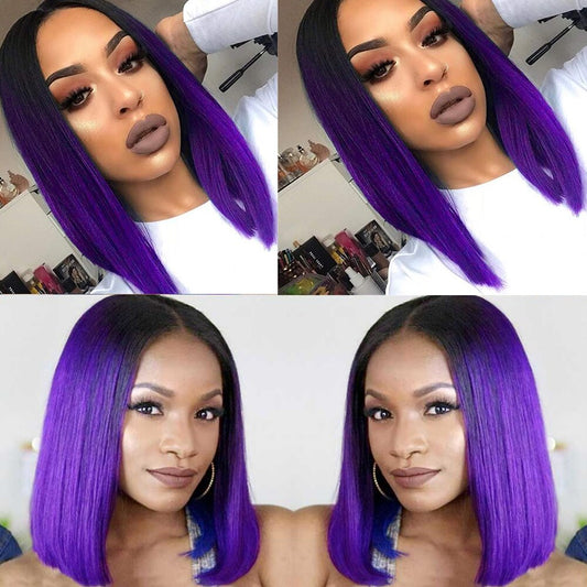 purple Bob Wigs 4x4 100% Virgin Wigs Human Hair Lace Front Wig