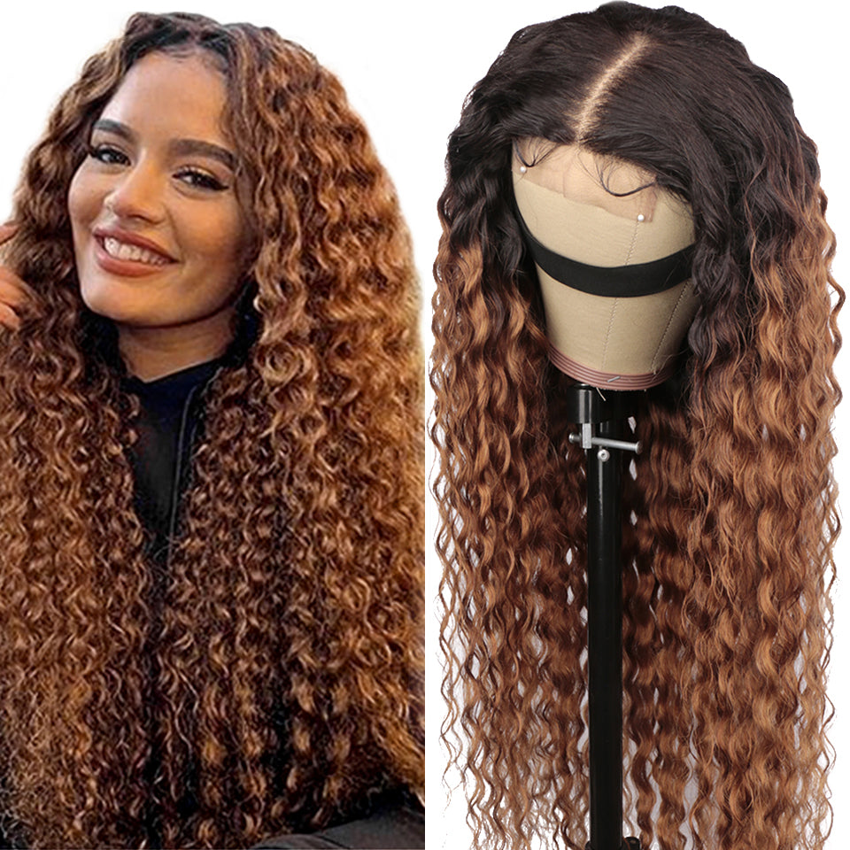 13x6 water wave 1B-30 Lace Frontal Wig 100% Human Hair Virgin Hair