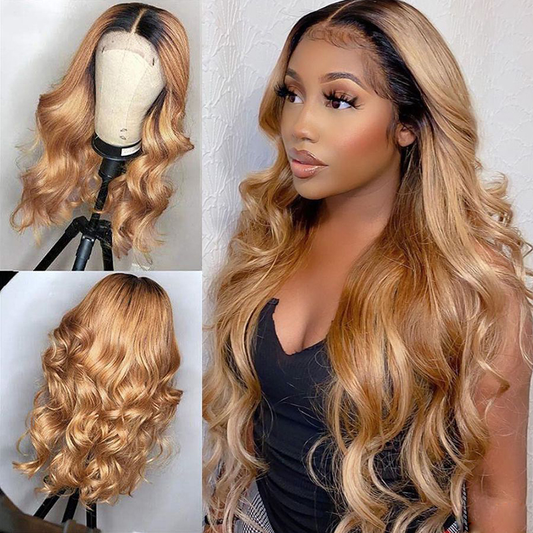 13*4  1B-27 body wave Lace Front  Wigs 100% Virgin Human Hair