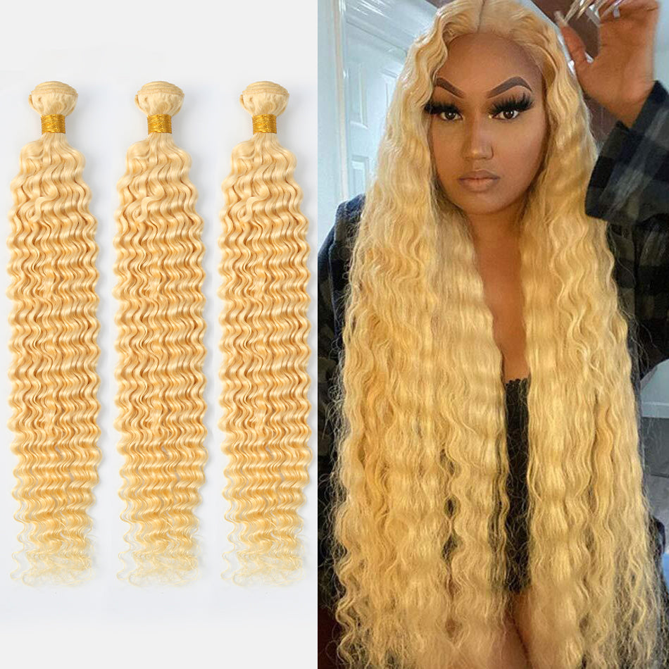 1 Bundle 10A deep wave Raw Hair Extension Bundle #613