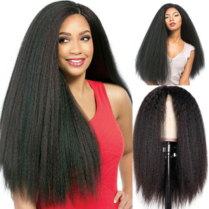 13*4  NATURE kinky straight Lace Front  Wigs 100% Virgin Human Hair