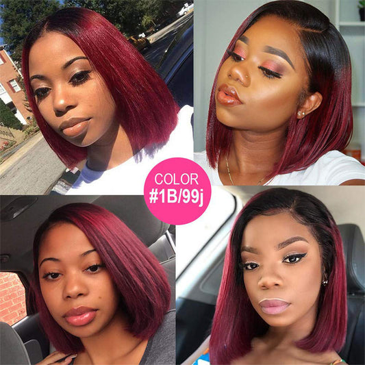 1B- 99J Bob Wigs 4x4 100% Virgin Wigs Human Hair Lace Front Wig