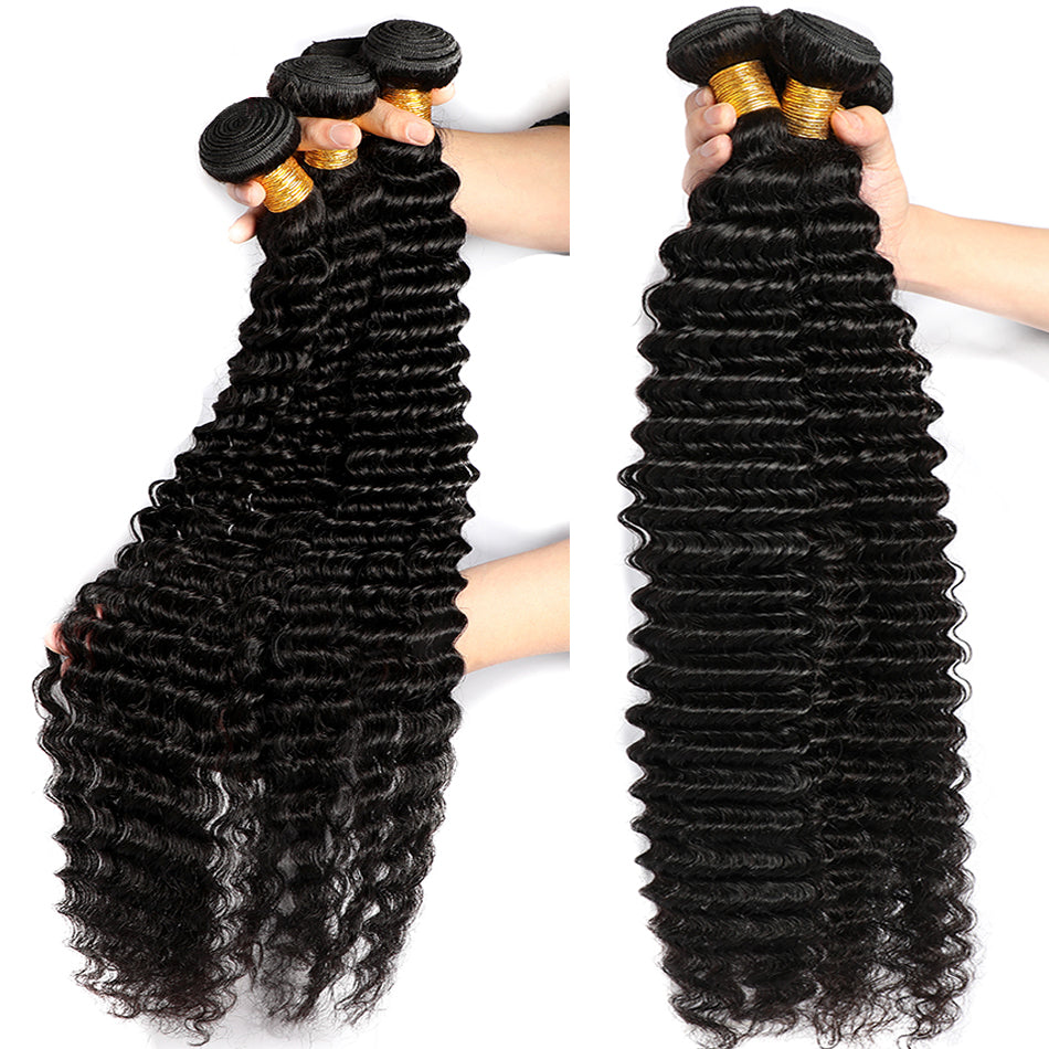 3 Bundles 9A natural deep wave Raw Hair Extension Bundle